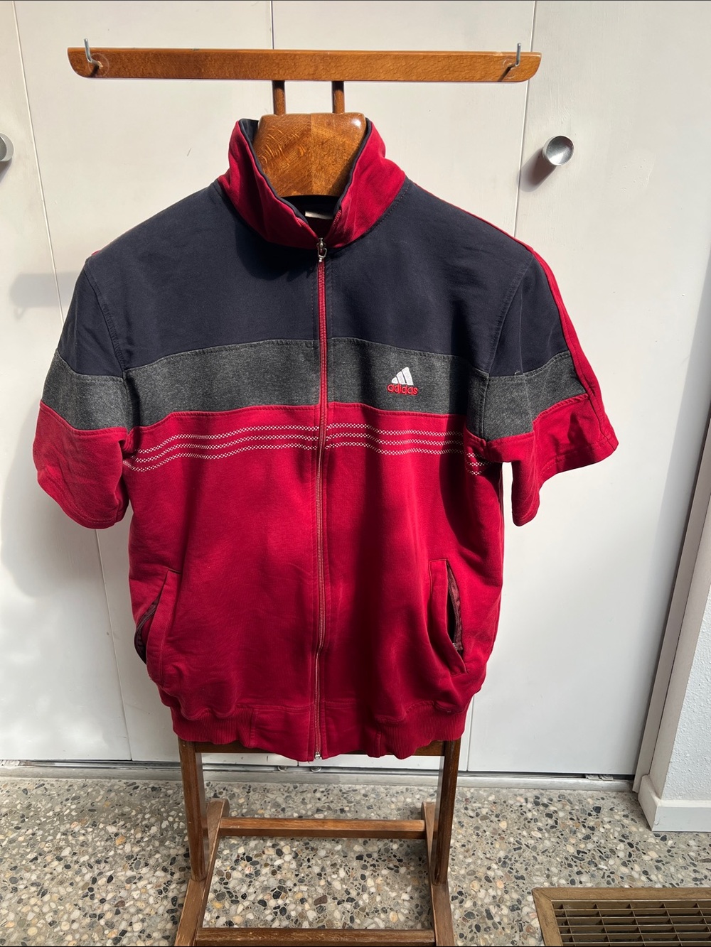 Vintage Adidas Short-Sleeve Zip Top (Size XL)